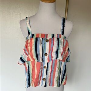 Striped Multicolor Button-Front Women's Top. Size S